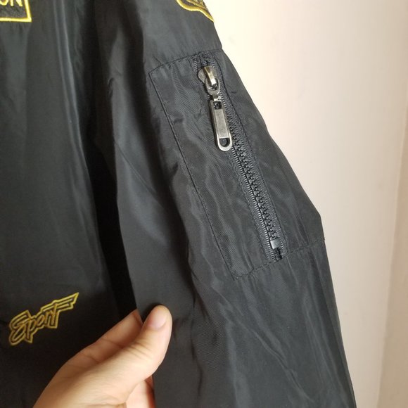 Black Flight Bomber Men's Jacket with Cool Patches XL - Picture 9 of 13